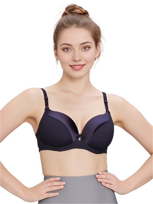 Tuna Grey Push-Up Padded Bra – Satin Finish, Lift & Comfort