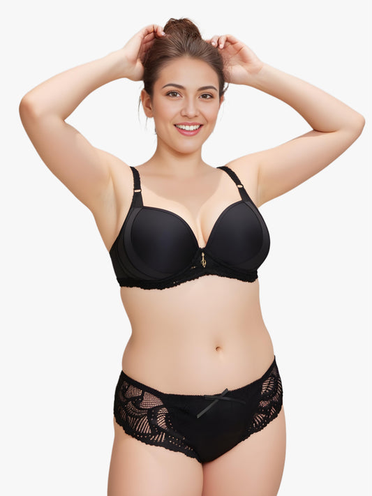 Black Luxury Push-Up Padded Bra & Panty Set – Ultimate Comfort & Lift
