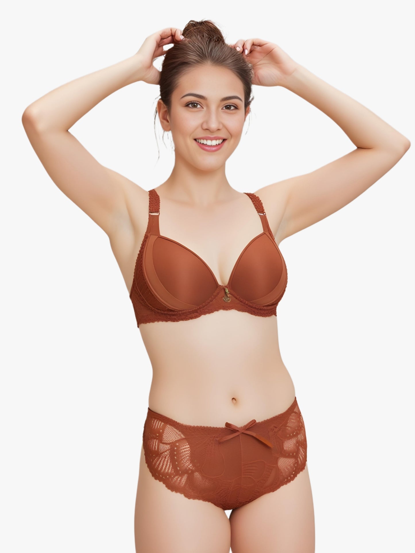 Cinnamon Luxury Push-Up Bra & Panty Set – Elegant, Padded & Perfectly Lifted