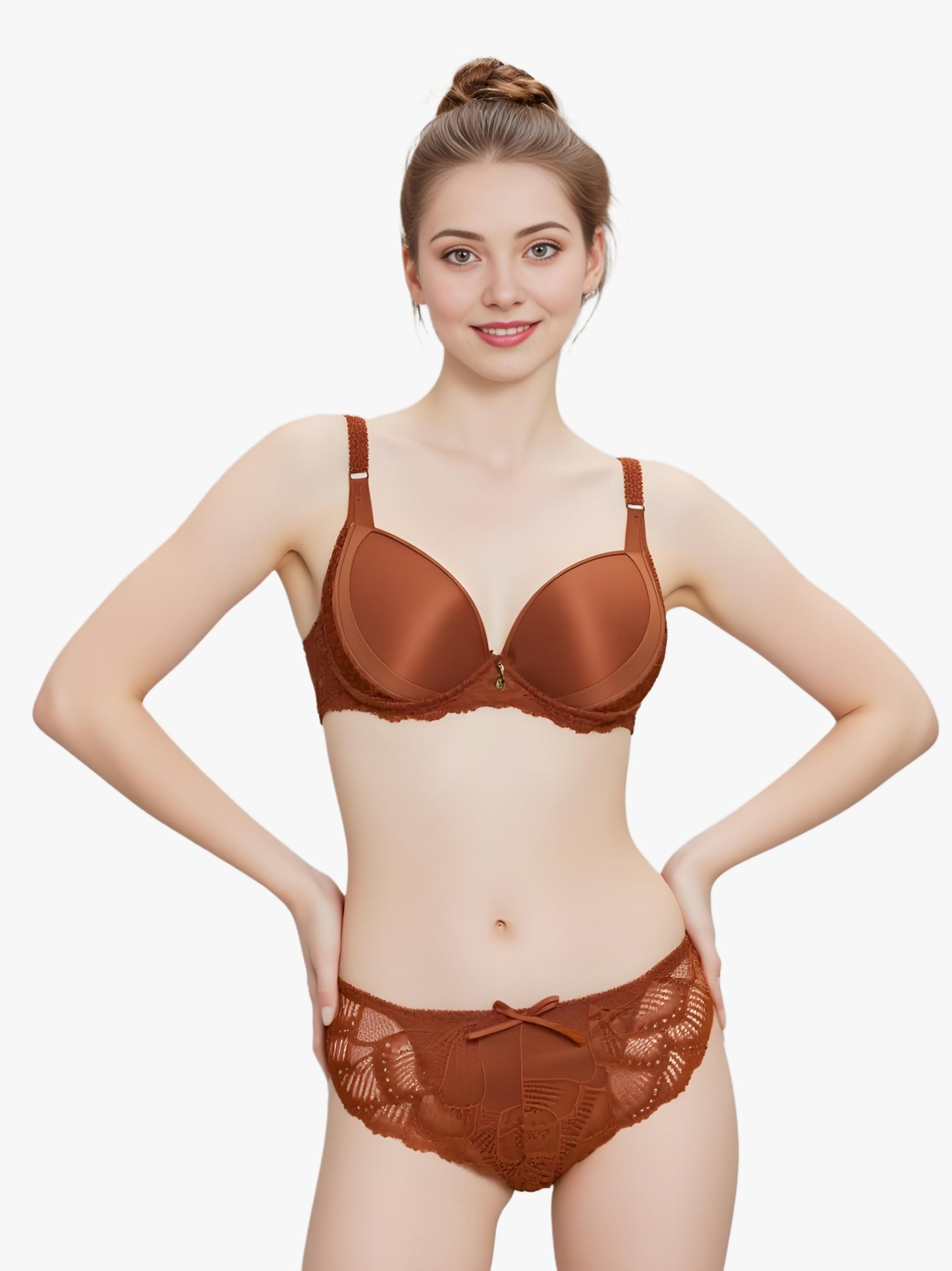 Cinnamon Luxury Push-Up Bra & Panty Set – Elegant, Padded & Perfectly Lifted