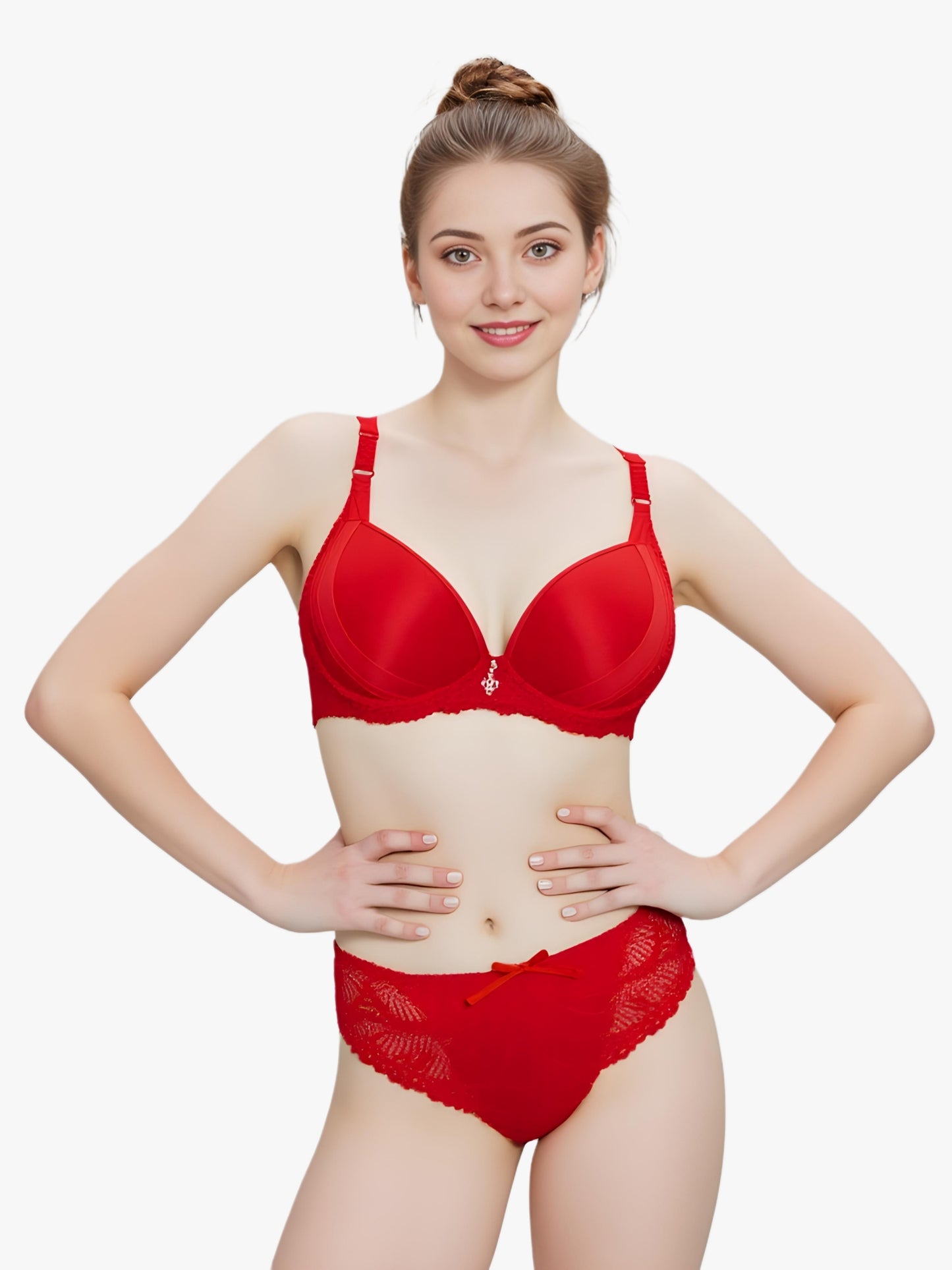 Red Lace Push-Up Bra & Panty Set – Fierce, Flattering & Padded for Perfect Lift