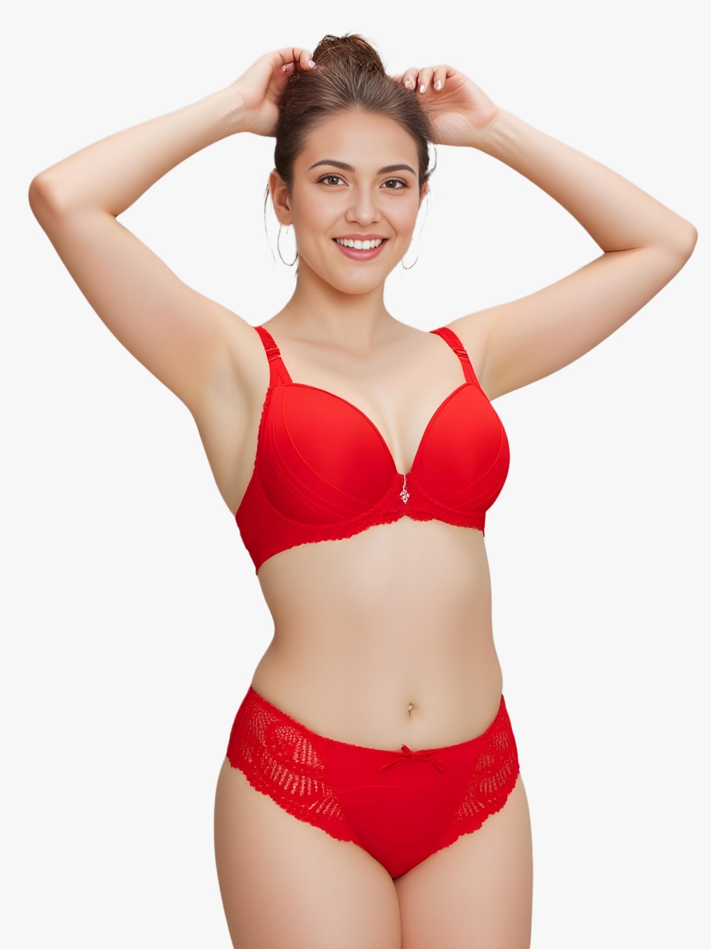 Red Lace Push-Up Bra & Panty Set – Fierce, Flattering & Padded for Perfect Lift