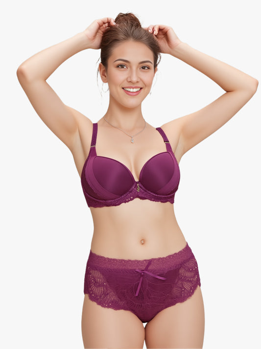 Iris Purple Push-Up Bra & Panty Set – Elegant Lift with a Bold, Feminine Touch